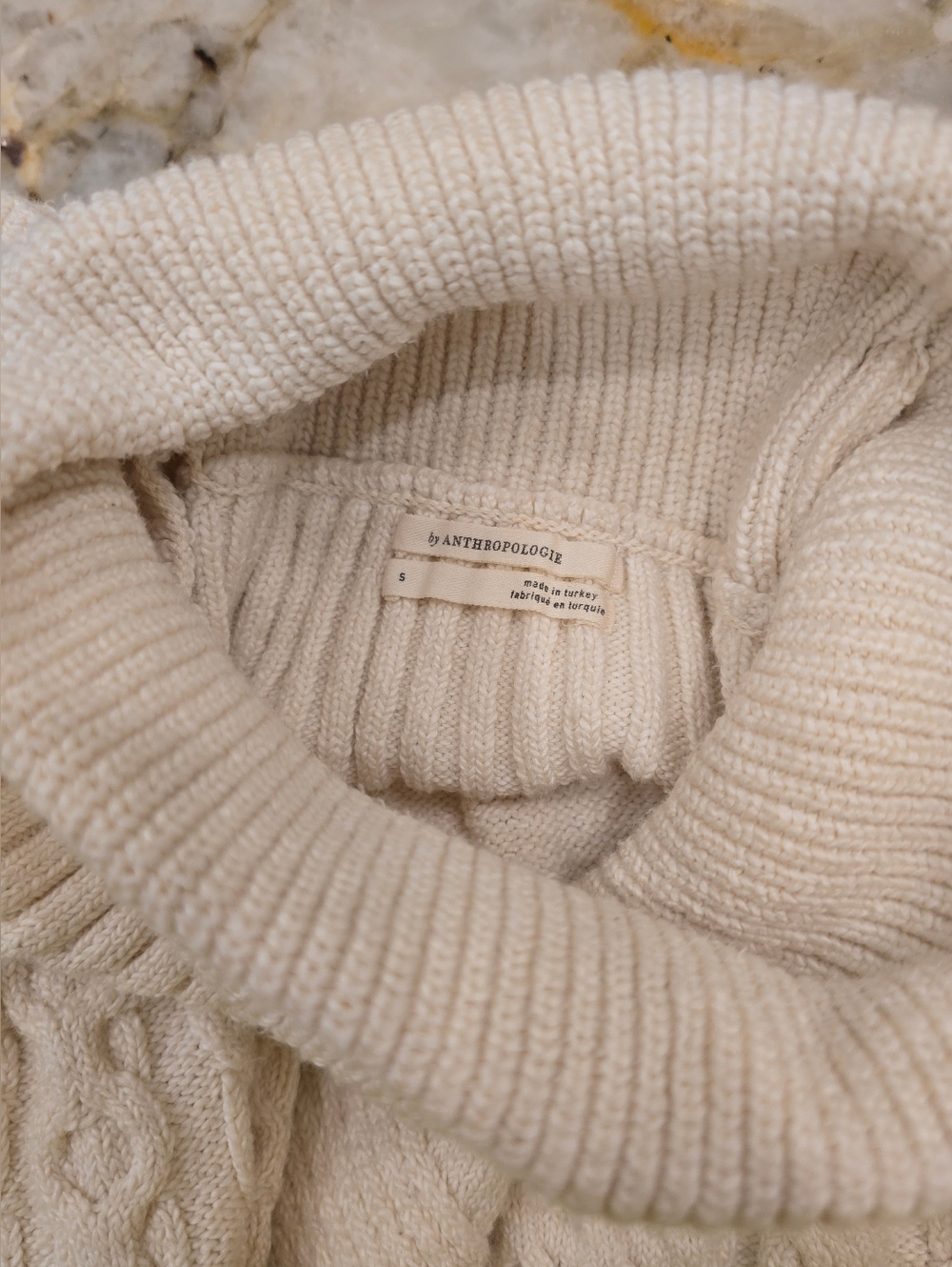 Anthropologie Cold Shoulder Cable Sweater Cream S - Picture 4 of 7